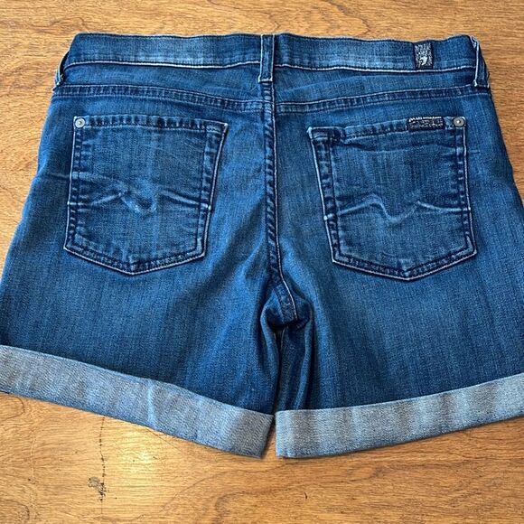 7 For All Mankind Blue Jean Shorts with Cuffed Hem - Picture 5 of 9